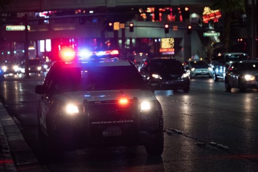 Police cruiser on patrol in downtown San Diego